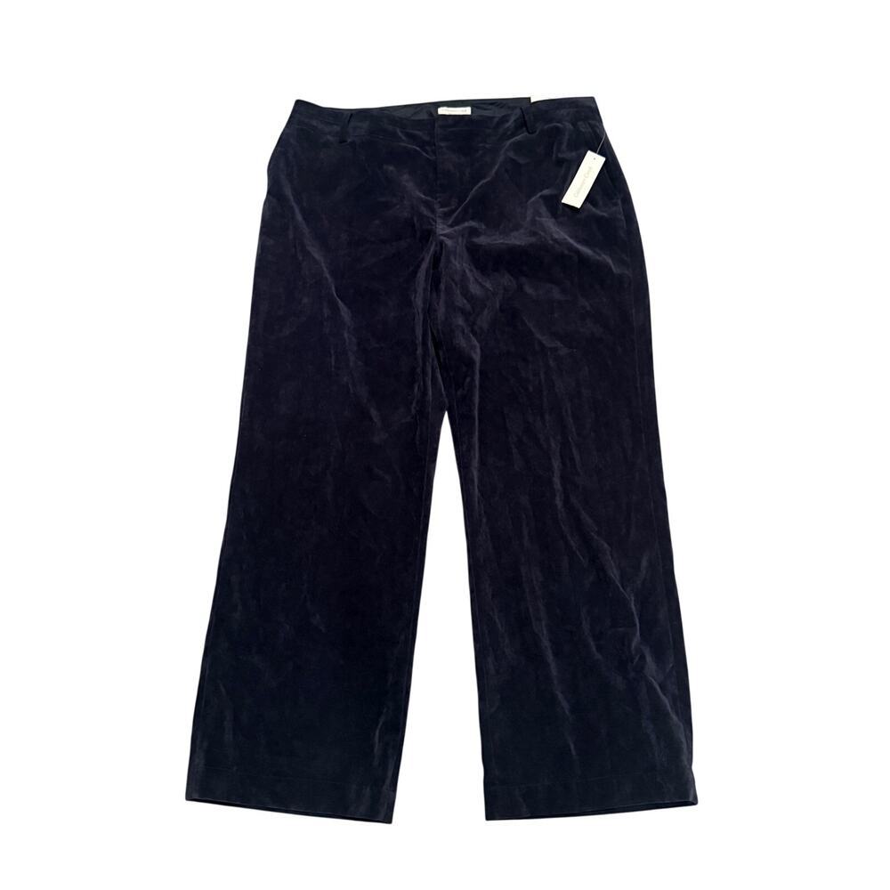 NWT Coldwater Creek Navy Blue Velvet Bootcut Trouser Pants 20x31 Office Workwear